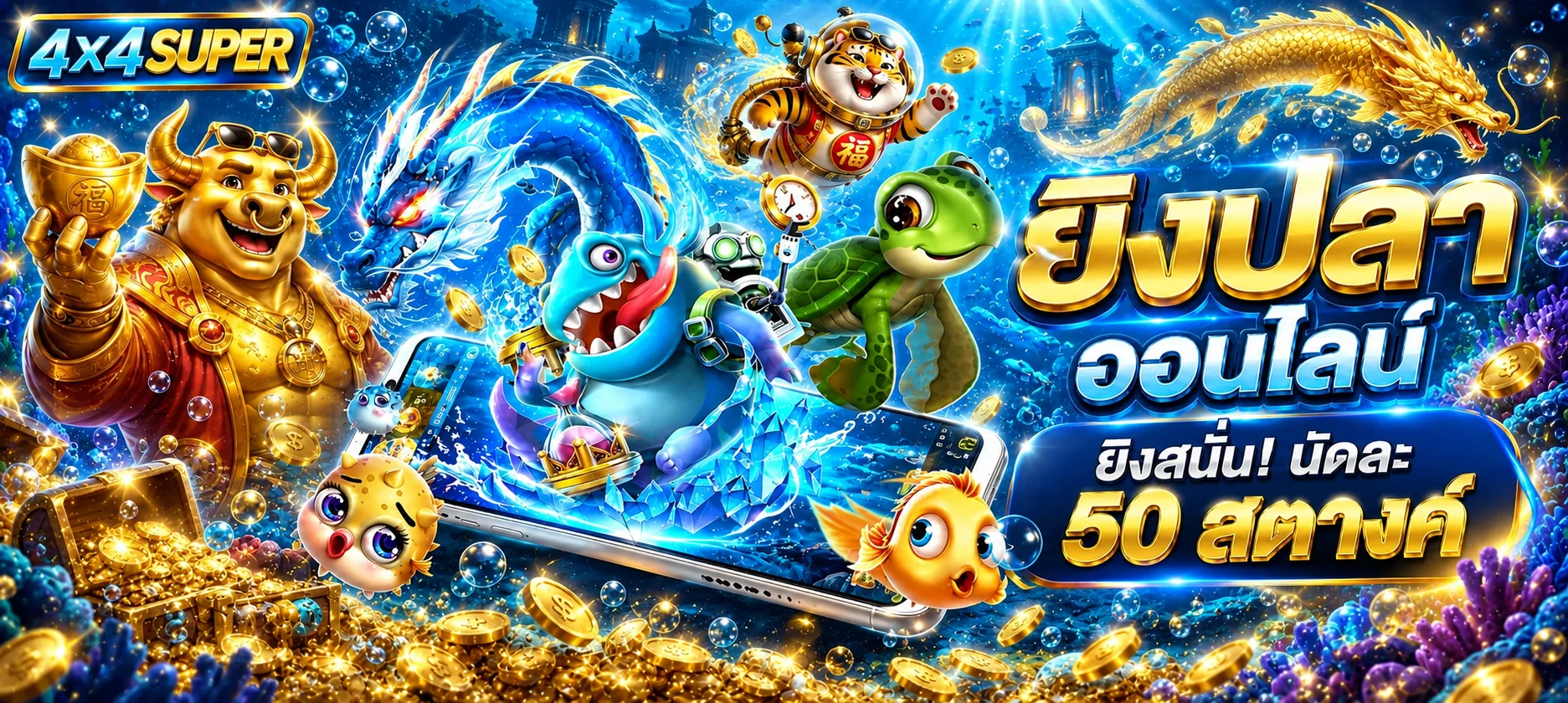 เกมสล็อตตกปลาออนไลน์ 4x4SUPER พร้อมตัวละครแฟนตาซี